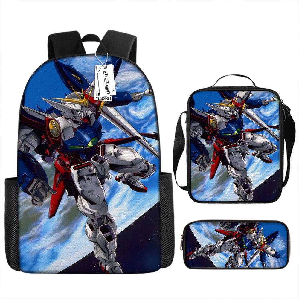 Gundam Mecha Schultasche Jungen und Grundschüler Ultraleichter Rückenschutz Rucksack Jungen Animation Kinderrucksack Dreiteiliges Set