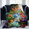 1PC Custom Name Dinosaur Adventure Fantasy Forest blanket versatile,all-season throw suitable for the living room,bedroom,camping,travel,and gift