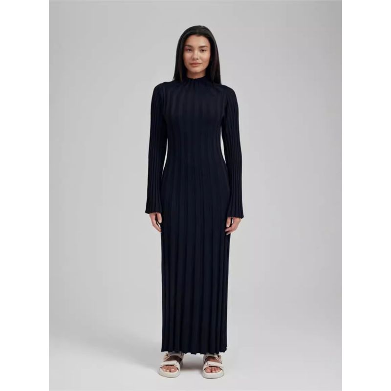 Knitting Dress Knitted dress Casual Waist Hugging round Neck Big Pit Bar Turtleneck Slimming Knitted Long dress Women