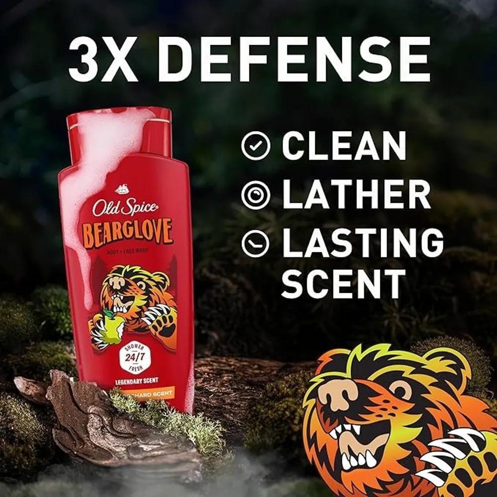 Old Spice Men's Body Wash 3X Defense Cleansing Bear Glove Scent 710ml x 4