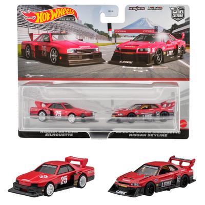 Hot Wheels Premium Paquete de 2 Nissan Skyline Super Silhouette Nissan Skyline años y HKF49 Silhouette/LB-ER34 [3 arriba]