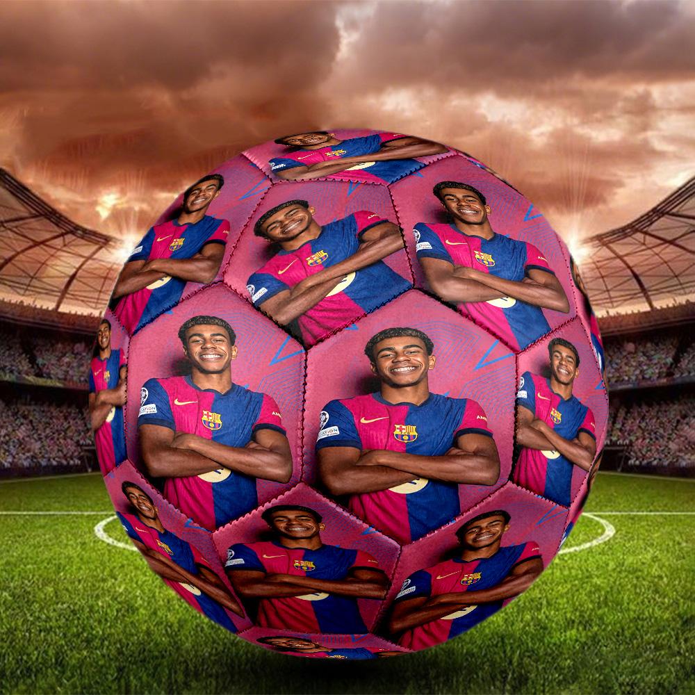 Lamine Yamal 19 Barcelona Player Celebration Soccer Ball Size 5 Football Machine Sewn Indoor/Outdoor Training and Matches Sports Enthusiast Gifts