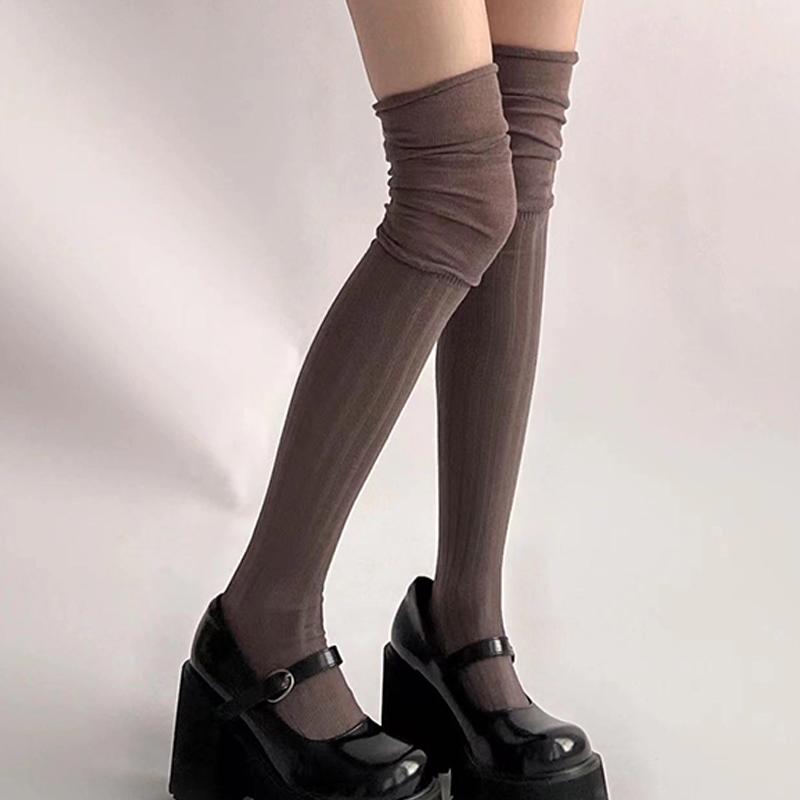 Medias de Color Sólido para Mujer Hasta el Muslo Por Encima de la Rodilla Calcetines JK Japoneses