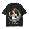 Sailor Moon Anime Printed Tshirt Mens and Womens Washed Tshirt High Quality Vintage Cotton Tshirt Harajuku YK Tops