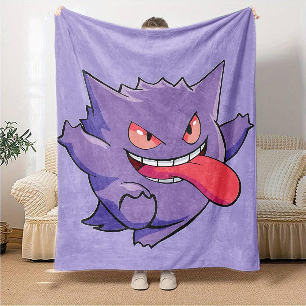 Mischievous Purple Ghost Flannel Blanket Super Soft Warm Cozy Blanket for Sofa Bed Office Travel All‑Season Home Decor Gift