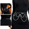 Punk Style Adjustable Wide Waist Chain Jewelry For Women Gothic Clothing Accessories Street Fashion Faux Leather Belt