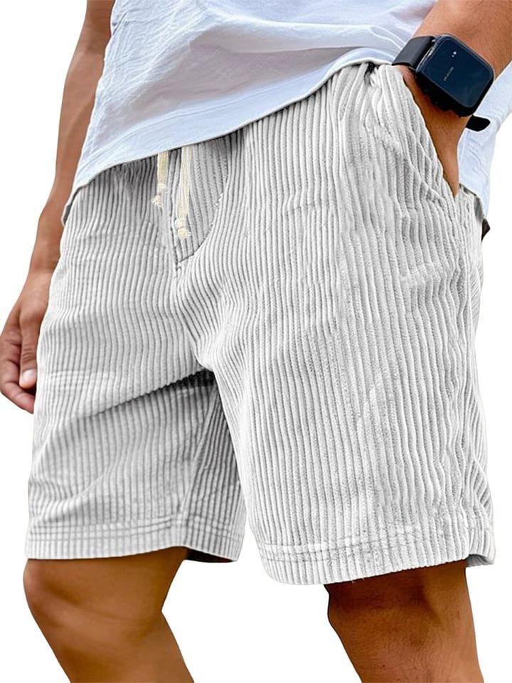 2025 Men's Retro Embroidered Logo Corduroy Drawstring Shorts