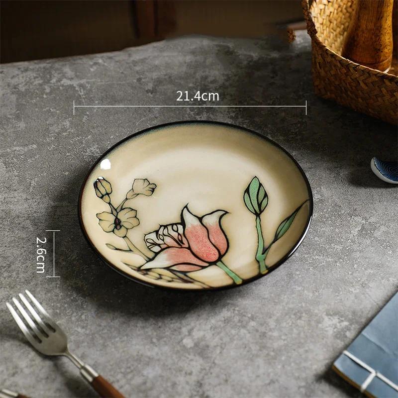 Light Luxury Flowers Ceramic Plate High End Restaurants Pasta Steak Plate Delicious Dishes Dining Plates Unique Home Tableware
