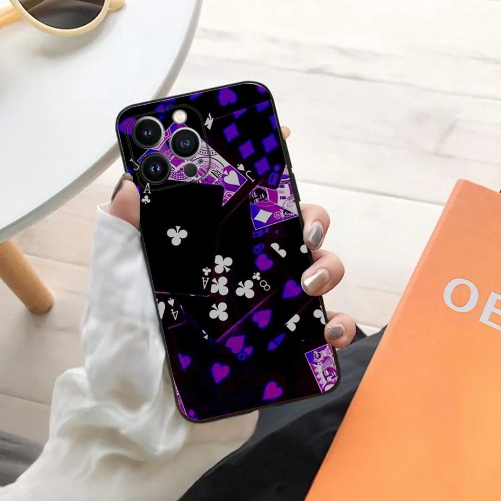 Poker Playing Card Phone Case For iPhone 15,14,13,12,11,Plus,Pro Max,XS,X,XR,SE,Mini,8,7 Soft Silicone Black Cover