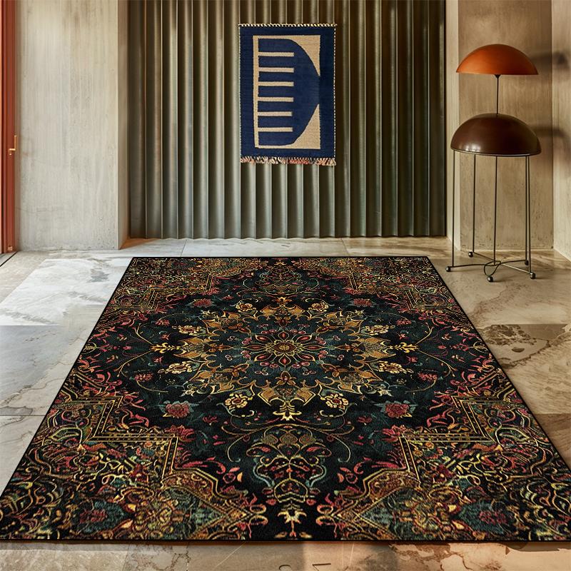 Persischer Teppich für Wohnzimmer Klassische Heimdekoration Luxusteppich Rutschfest Schlafzimmerdekoration Arbeitszimmermatte Waschbar Couchtischteppich
