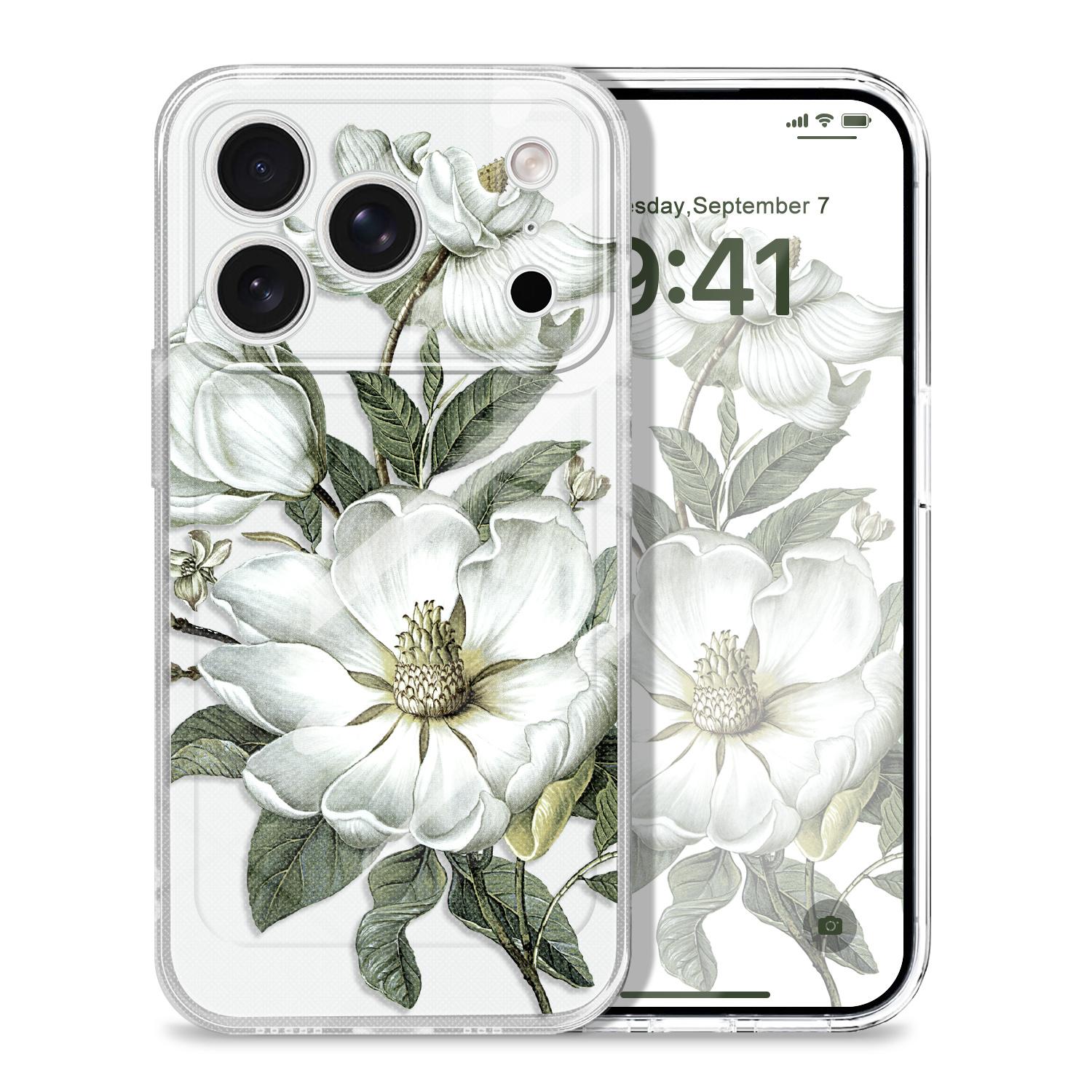 

Gorgeous Magnolia Transparent Phone Case For iPhone 17 Air 16 16e 15 14 Pro Max Plus Mini Soft TPU Cover iPhone 17 Pro прозрачный