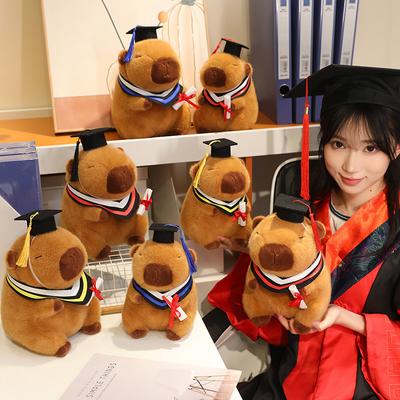 Mignonne Chapeau de Docteur Capybara Poupée Peluche Kapibara Poupée Chiffon Étudiant Saison de Remise des Diplômes Cadeau