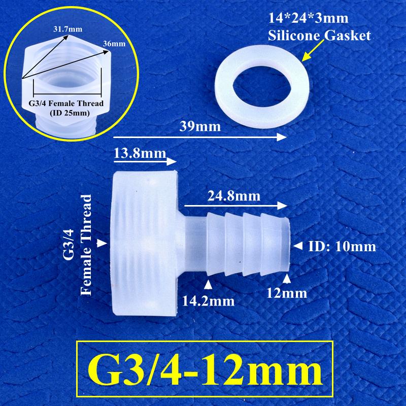 PP Direct Connector G1/2" 3/4" Female Thread To 4~25mm Barb Joint Micro Irrigation Garden Water Pagoda Hose Joint Aquarium Tank Fittings