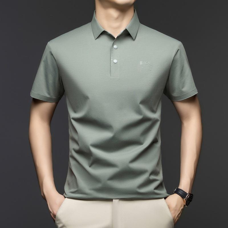 

Футболка Traceless, деловая, повседневная, мужская, с коротким рукавом, с высокой резинкой, с коротким рукавом, рубашка поло, одежда 4XL