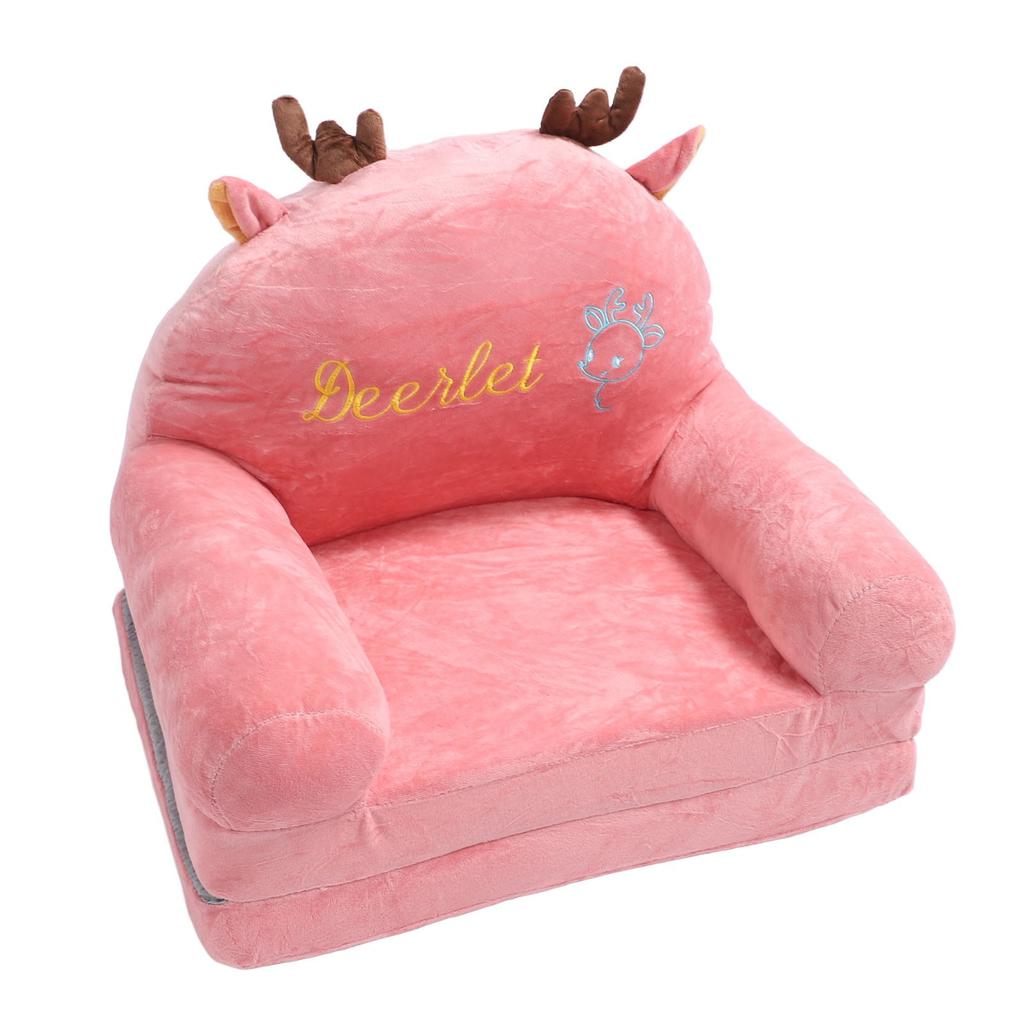 Foldable Sofa Cute Cartoon Shape Comfortable Multifunctional Kids Couch Fold Out for Home Kindergarten 2 Folds
