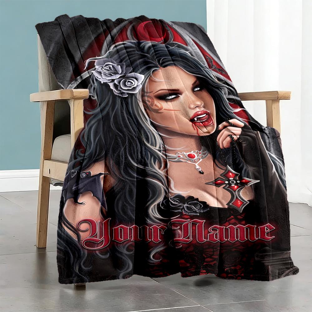 Gothic Illustrations Personalized Text Blanket Throw Personalized Blanket Durable Comfort Great for Picnics Home Decor Sofa Office for All Occasions