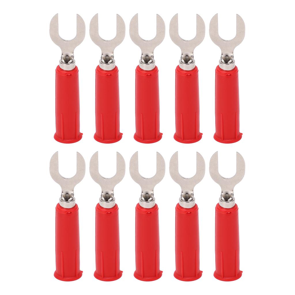 10Pcs J.20019 6mm U Shape Insert Plug High Pressure Resistant Y Type Banana Plug for Electronic Industrial EquipmentRed