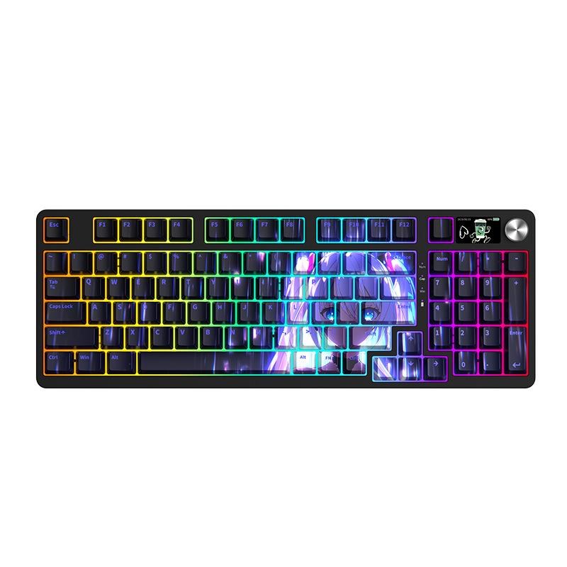 Wireless Bluetooth Mechanical Keyboard - 98-Key, Blue Switch, Silent for Gaming/Esports, High-Design for Girls/Office Use.