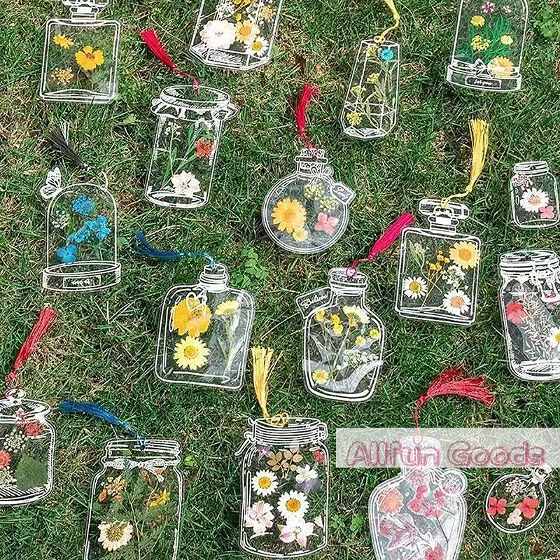20 Piece Bookmarks Kids Creative DIY Transparent Bookmarks For Dried Flowers Plant Samples Bookmarks Personalized Glassware Drie