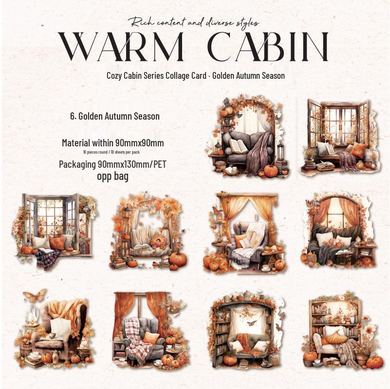 Yan Ji Cozy Cabin Series: Retro Floral PET Collage Card for Journal Decor Standard