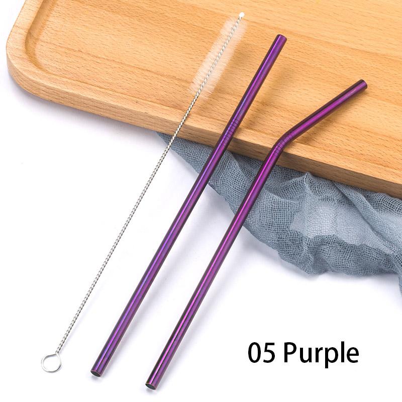 FAIS DU 304 Stainless Steel Straws Reusable Straight Bent Metal Drinking Straw With Cleaner Brush Set Party Bar Accessory