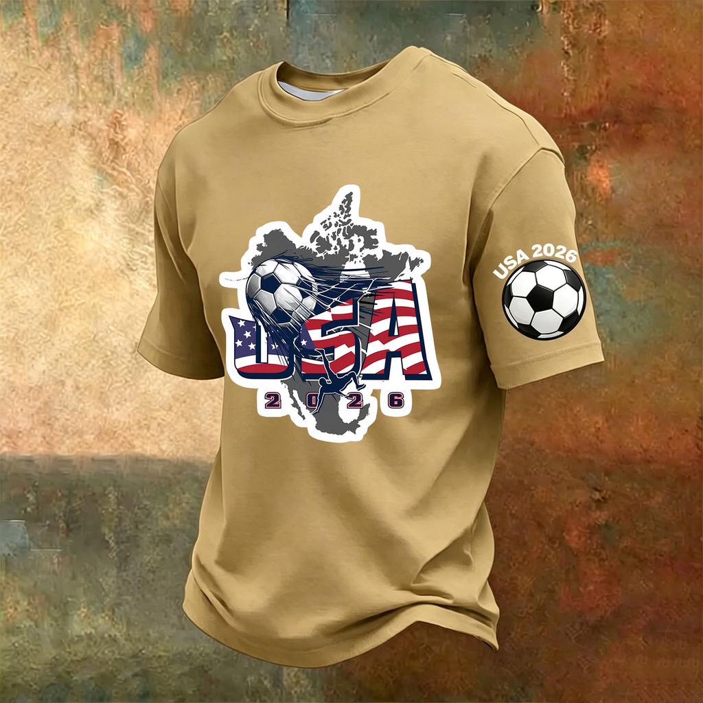 Men's V-Neck Printed Short Sleeve T-Shirt, Lightweight Breathable Casual Summer Top