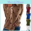 Women Casual Tunic Crew Neck Long Sleeve Star Print Tee Top Blouse For Daily Comfort And Style