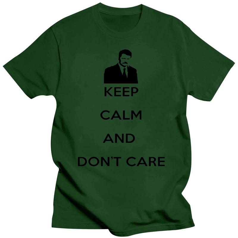 Bleib ruhig, kümmere dich nicht T-Shirt Ron Swanson Parks und Erholung Lustiges TV Weiß Grau T-Shirt Unisex Neu