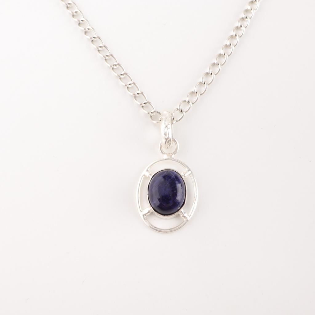 Sodalite Gemstone 925 Sterling Silver Jewelry Handmade Pendant For Wedding Gift PP-6-20