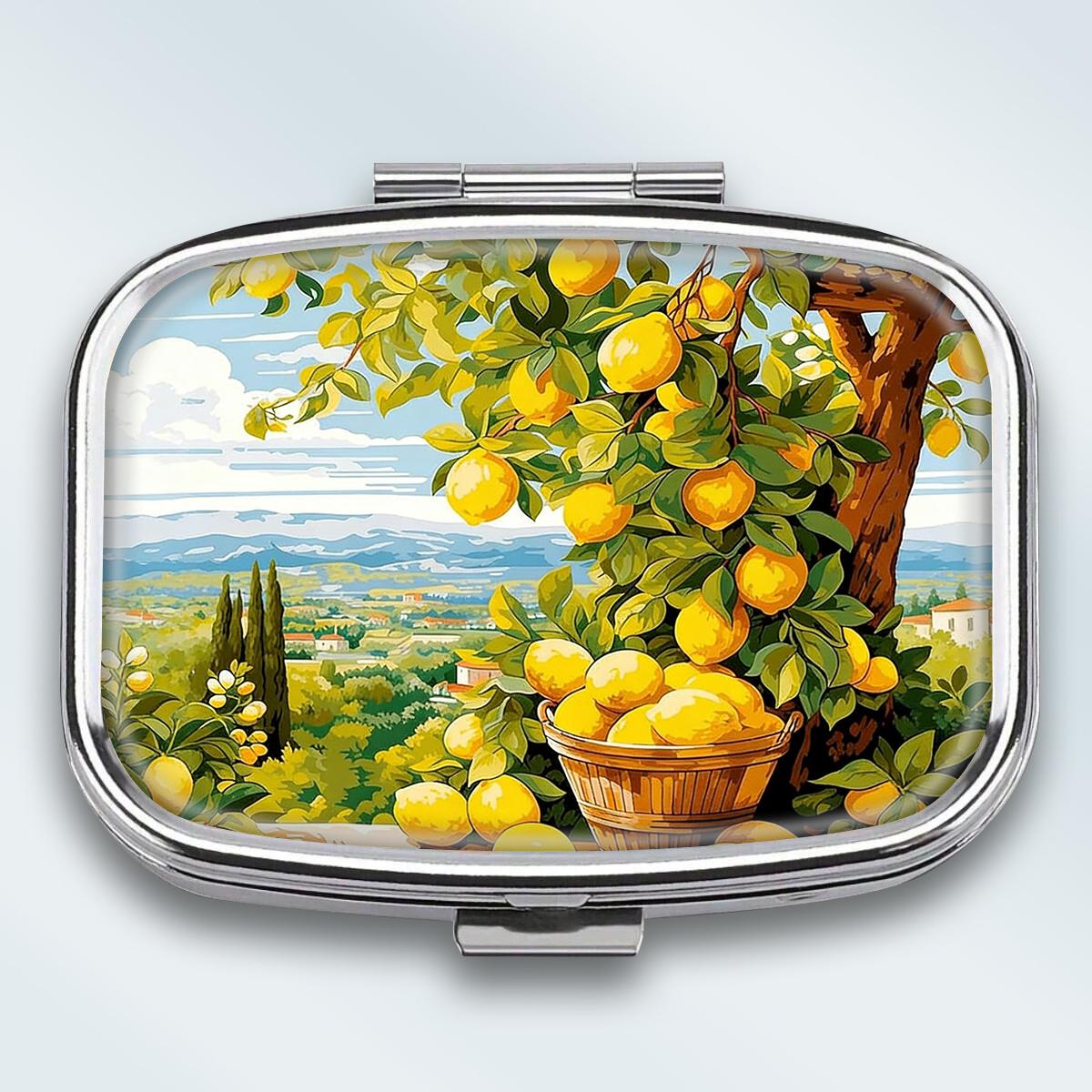 

Portable Pill Box with 2 Compartments, Mini Metal Medicine Organizer Case, Cute Printed Pill Container for Vitamins, Pills, Jewelry, Travel, Daily Use різнокольоровий