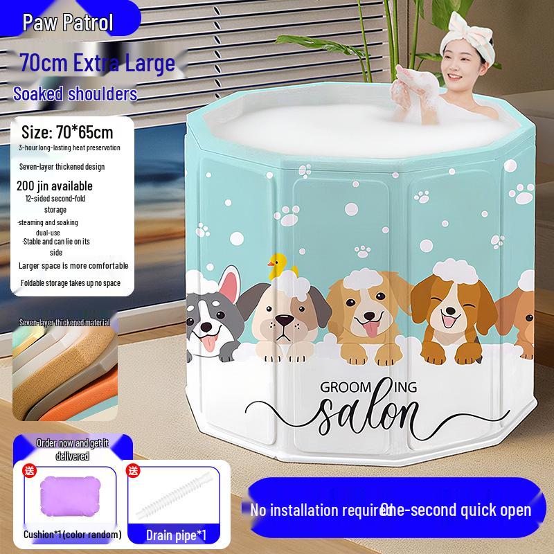 Duża Przenośna Wanna do Moczenia z Grubą Pikowaną Izolacją - Nie Wymaga Instalacji, Składana Wanna dla Dorosłych.