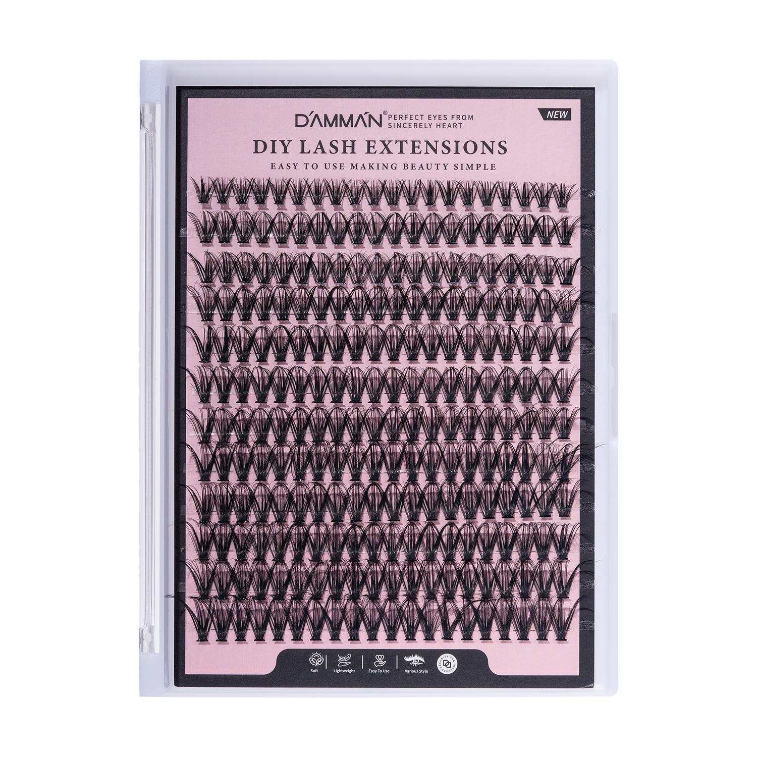 

DIY Cluster Lash Extensions 12 Rows D Curl 0.07mm Soft PBT Individual Lash Clusters Natural Volume Eyelash Extensions Kit 30