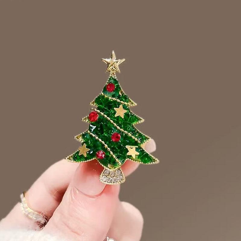 Cute and Simple Green Christmas Tree Brooch, Personalized Light Luxury, High-end, Niche Design, Christmas Atmosphere Brooch