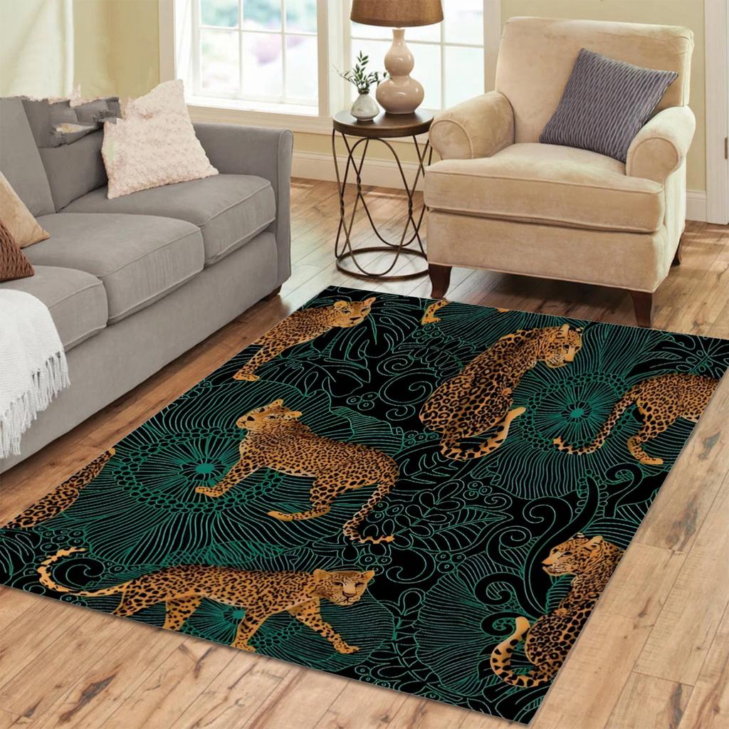 Leopard Carpet Door Mat & Bathroom Mat, Custom Your Photo - Living Room & Bedroom Sofa Decoration Carpet, Non-Slip Floor Mat