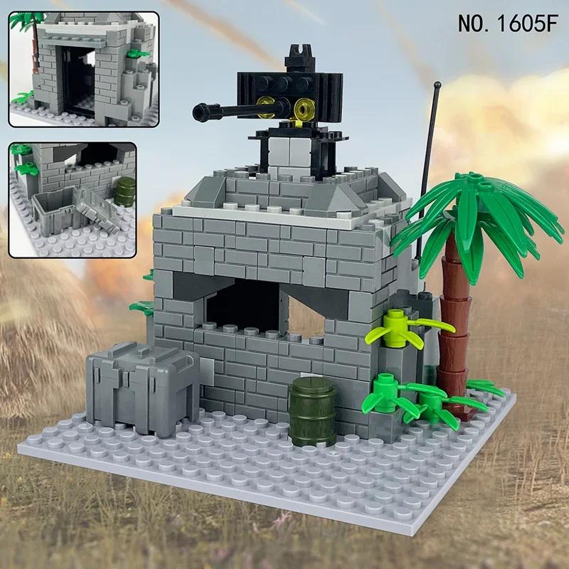 Construction DIY Scene Accessories Military Moc Series Small Military Fortresses Building Blocks Bricks Toys Gifts