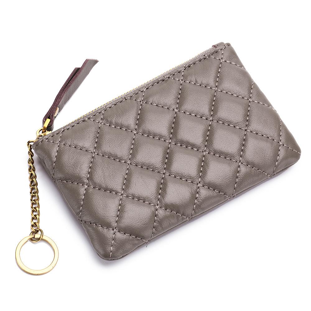 

Новая женская сумка для мелочи из овчины в корейском стиле, мини-сумка для мелочи с ромбовидной молнией, брелок для ключей, женская монетница абрикосовый