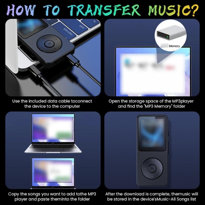 Portable MP3 Player Bluetooth-compatible Wireless Auxiliary Connectivity 1.8Inch Display Music Player E-Book Voice Recorder
