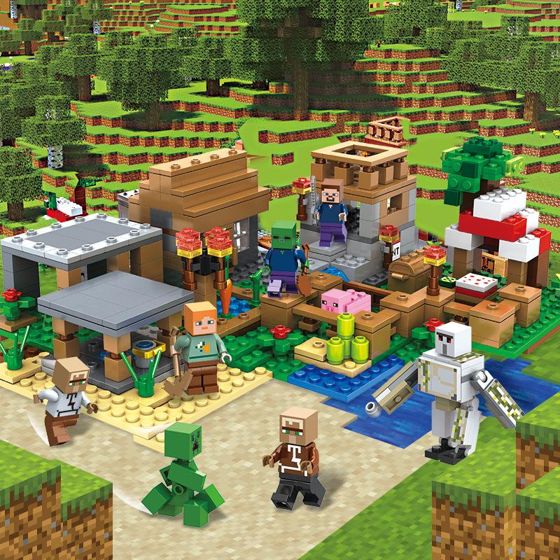 Minecraft-Themed Cave Village Construction Set for Kids - Educational Puzzle with Building Blocks