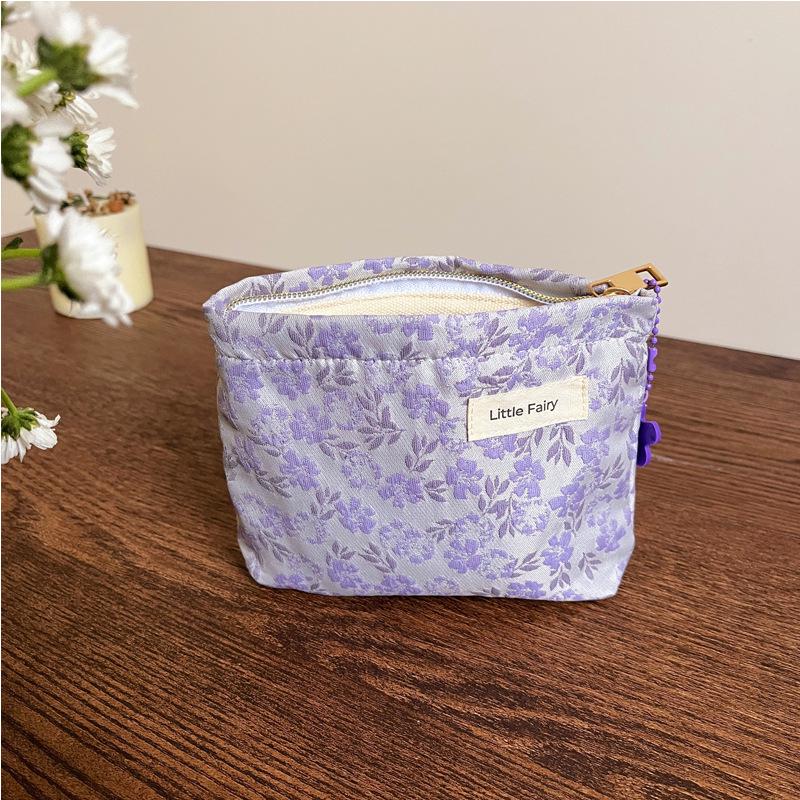 Pink Floral Makeup Bag: Women's Portable, Large Capacity, Small Size Travel Toiletry and Skincare Storage Bag