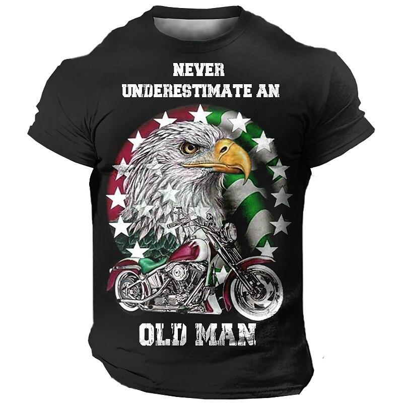 

European and American men s short-sleeved 3D digital trendy personalized motorcycle graphic t-shirt 6XL