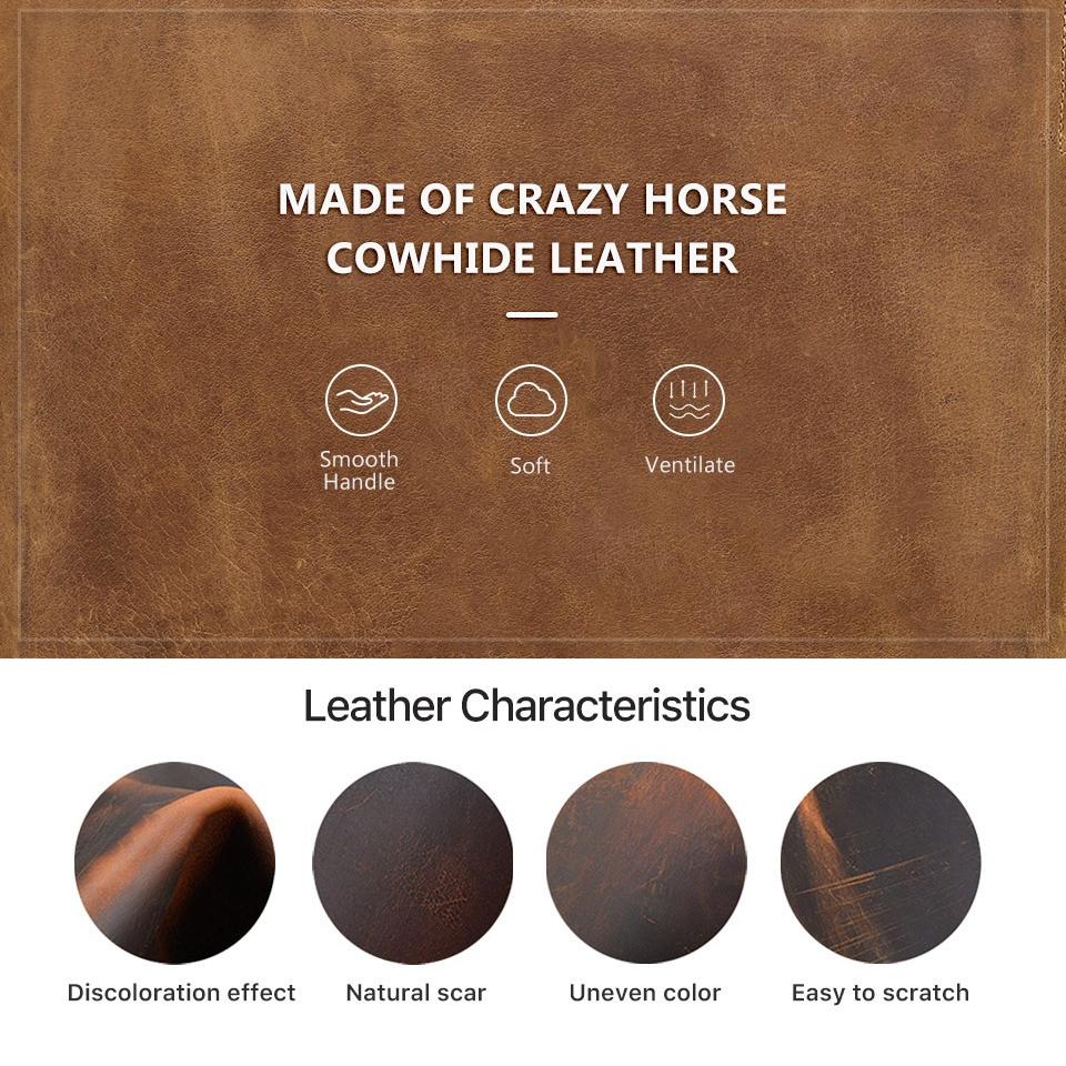 Genuine Leather Laptop Sleeve For MacBook Pro 14 Large Inner Pocket Shockproof