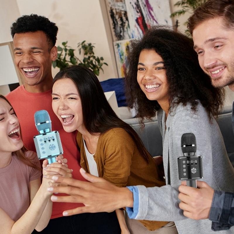 Wireless Bluetooth Speaker Mic Karaoke Microphone Handheld Portable Microphone Mobile Phone Music Player for Children Home KTV