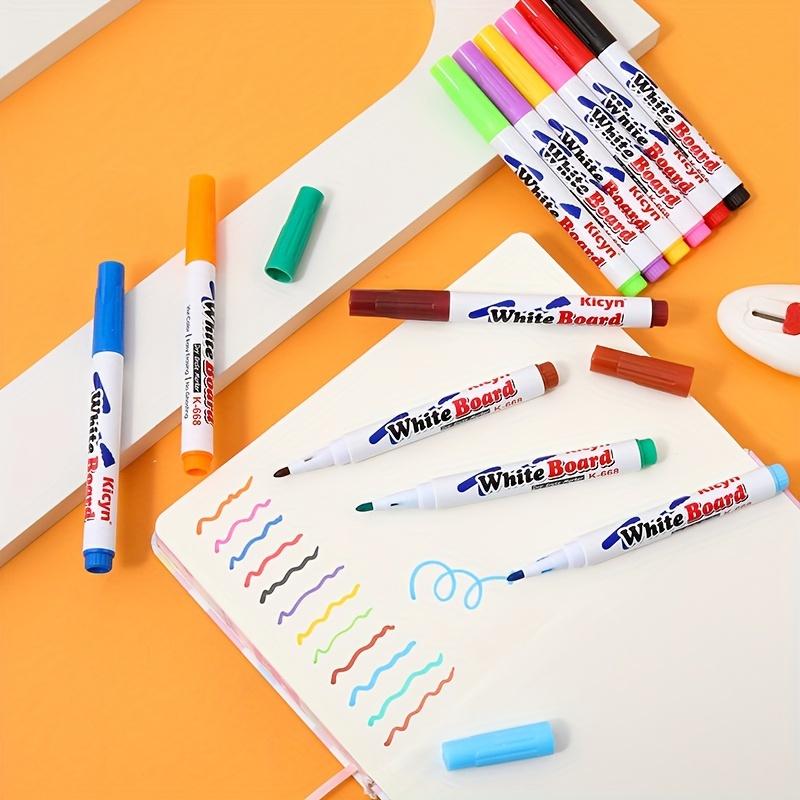 12 Stück bunte Markierungsstifte zum Zeichnen mit Wasser, schwimmender magischer Gekritzelstift, löschbarer schwimmender Stift, magischer Wassermalstift, Whiteboard-Marker