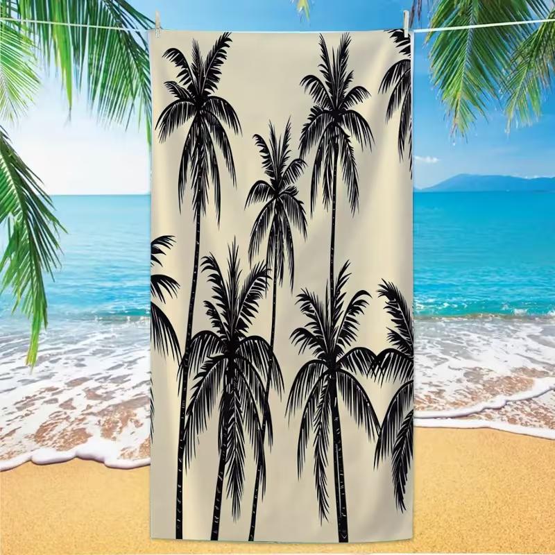Minimalist Palm Tree Print Beach Towel Sand Free Quick Dry Blanket Tropical Coconut Tree Towel for Beach Travel Summer 50X100cm &1pc