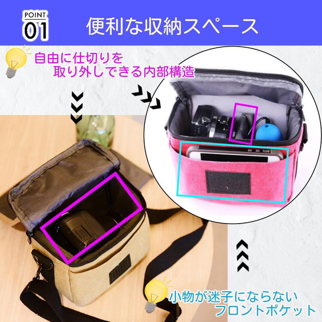 Merrytime Camera Bag Camera Back Camera Case Shoulder Bag Strap SLR Strap Front Pocket Double Zipper Black Women's Women's