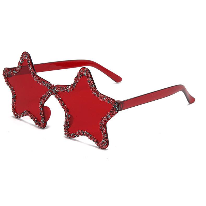 Star Shaped Glitter Sunglasses For Women Colorful Candy Tones UV400 Protection Trendy Party Shades For Festivals KJ136