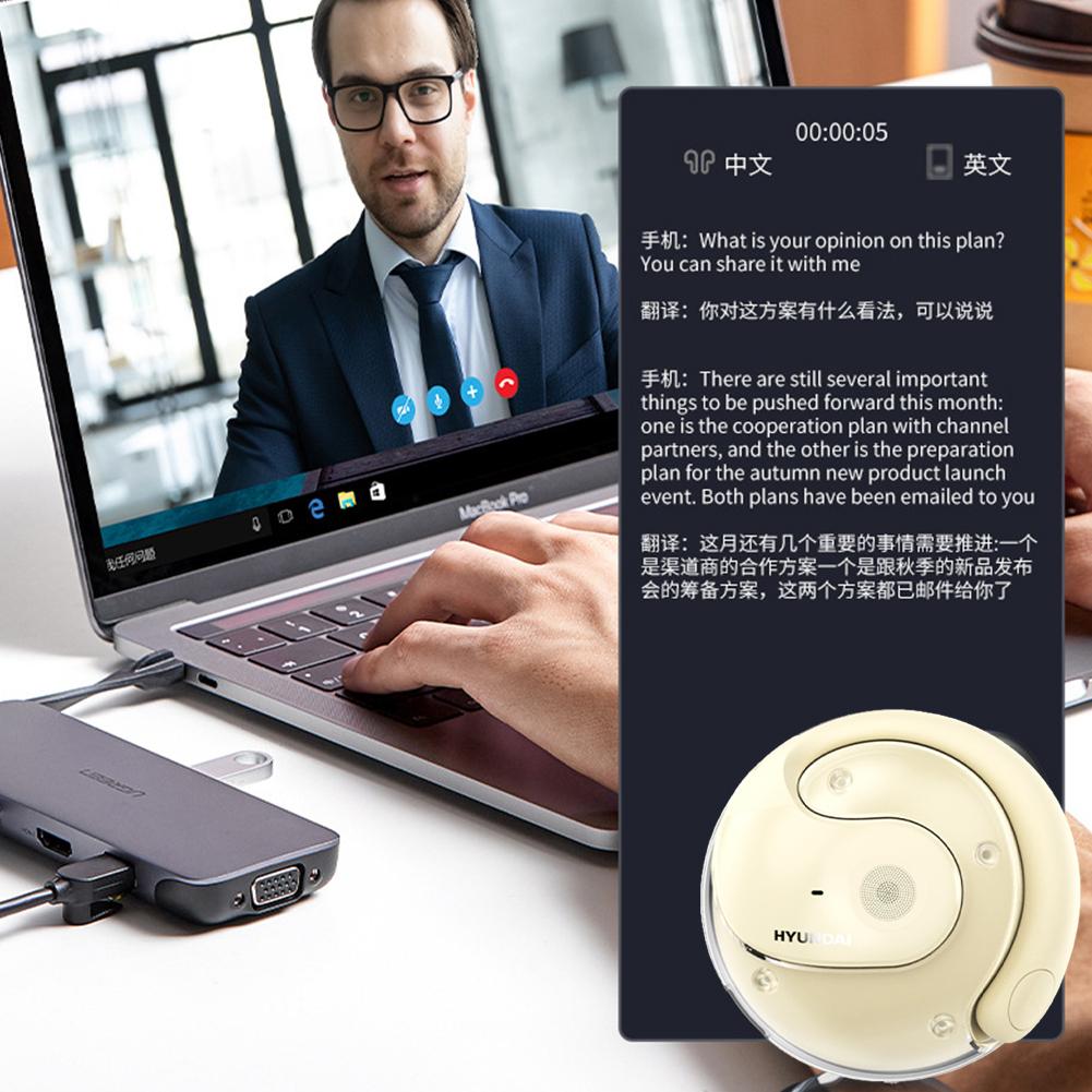 

Наушники-переводчики языка в реальном времени, Bluetooth-совместимые 5.4, наушники-вкладыши, зарядка Type-C, беспроводные наушники с открытым ухом чёрный