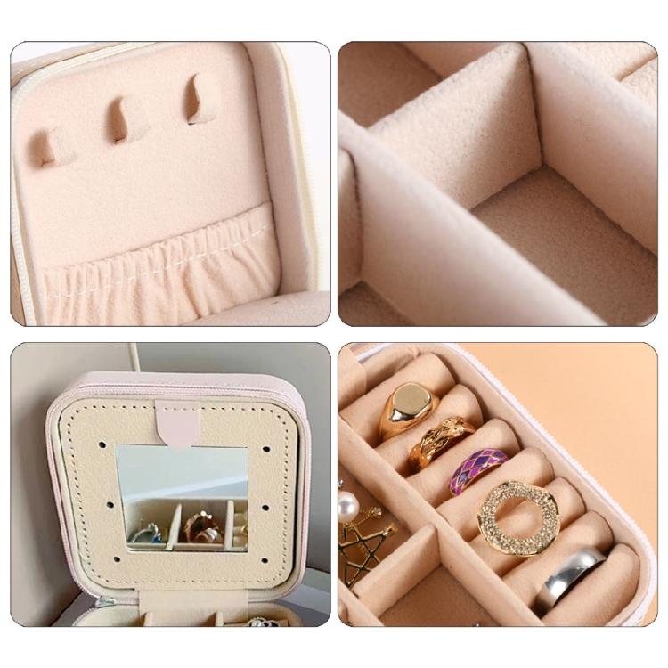 Jewelry Travel Organizers Letter Pattern Small Jewelry Container Fashion Portable Case PU Texture for Fashionable Lover