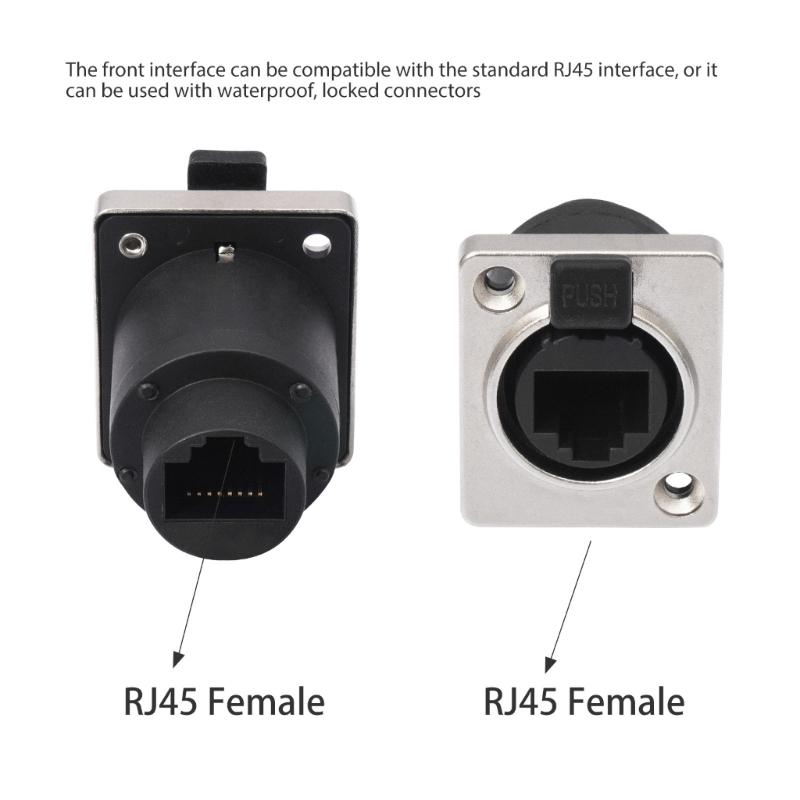 RJ45 Panel Mounted Coupler With Locking Interface 180/90 Degree Compatibles Cat5/Cat6 Cable ABS Metal