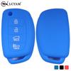 4 Button Silicone Key Case Cover Protector Black Blue Red Fit for Hyundai Tucson Sonata Car Folding Flip Key